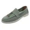 Mocasines Estilo Nuevo 2026, Slip-On Cómodos de Gamuza con Borlas Planos, Estilo Old Money Retro Planos Casuales Perezosos