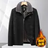 Abrigo de invierno casual y moderno para hombre, estilo coreano, con cuello de piel sintética y forro polar, adecuado para hombres de mediana edad y mayores