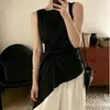 Chique Coreano 2026 Verão Novo Estilo Design Francês Elegante Irregular Dobra Sobre Manga Curta Blusa para Mulheres