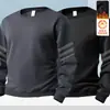 380 gramosSudadera con forro polar para hombre, estilo otoño e invierno, holgada, versátil, sin capucha, cuello redondo, top casual