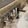 Estante de baño para tocador montado en la pared, organizador de almacenamiento sobre el lavabo, instalación sin taladro, adecuado para encimeras y lavabos de baño