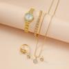 Conjunto de caja de lujo de comercio exterior, 5 piezas/set, versátil, estilo coreano, elegante, con diamantes, caja de regalo de cinco piezas para mujer, reloj de pulsera de cuarzo