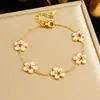 Moda Coreana Fresco y Dulce Conjunto de Cadena para Clavícula Rosa Degradado Goteo de Aceite Flor de Cerezo Conjunto de Joyería de Tres Piezas