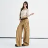 Jeans de pierna ancha para mujer, color naranja juvenil # Diseño de bolsillo tridimensional abotonado, corte holgado, adelgazante, modernos, únicos, versátiles, pantalones de trabajo