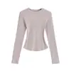 Chica Caliente Americana Kardashian Básico Sexy Look Adelgazante Cintura de Reloj de Arena Camiseta de Manga Larga Base para Mujer Nuevo Estilo 2025