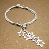 Pulseira Coreana Vazada Estrela Pendurada de Cinco Linhas Exportação Estrela Cadente Doce Joia Moda Estudante Casal Pulseira de Estrela