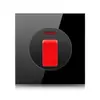 Interruptor de Luz LED de Gran Apertura Enchufe Panel de Espejo de Vidrio Templado Negro Interruptor de Luz Interruptor Redondo Jipu