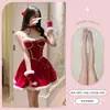Traje de Navidad Terciopelo Rojo Disfraz de Navidad Fiesta Cos Cita Conejo Guigui Chaqueta de Felpa Traje Sexy