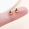 Contas Espaçadoras de Ouro Real Banhadas a Cobre 18k Contas Redondas Pulseira de Pérolas Artesanal DIY Colar Acessórios de Joias Materiais para Miçangas