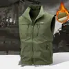 Chaleco de forro polar para hombre de otoño e invierno con cuello alto, multibolsillos, chaleco de trabajo cálido, estilo casual para exteriores 2539A
