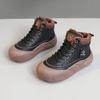 [Personalizado] G3508 Nuevos Zapatos de Invierno para Mujer con Suela Gruesa y Combinación de Colores, Cálidos y con Aumento de Altura, Deportivos y de Ocio de Caña Alta Plus