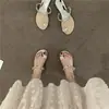 Sandalias de Pedrería Estilo Brisa Nocturna para Mujer, Moda de Hada Francesa para Playa al Aire Libre en Verano, Sandalias Huevo de Paloma para Mujer