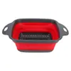 Cesta Escurridora Plegable Retráctil Transfronteriza para Uso Doméstico, Cesta Coladora de Agua Gruesa Hueca Cuadrada y Redonda, Bandeja de Plástico para Lavar Verduras y Frutas de Cocina