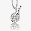 Collar de raqueta de bádminton transfronterizo nuevo marca de moda hip hop cadena larga versátil para suéter de hombre accesorios de collar de raqueta de tenis