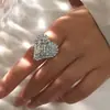 Anillo Abierto Brillante de Cristal de Alta Gama Explosiones Europeas y Americanas Anillo Geométrico de Diamante de Pedrería para Mujer