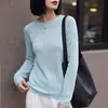 Camisa base feminina de malha de alta qualidade ready-to-wear, gola redonda, manga longa, bainha enrolada, cor sólida, nova coleção outono/inverno 2026, linho Tencel