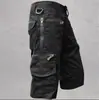 Calça bermuda casual de verão masculina, solta, perna reta, plus size, tendência, com múltiplos bolsos, shorts de trabalho 100% algodão para homens