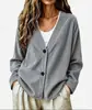 2026 Amazon Outono/Inverno Novo Cardigan Casual Feminino de Veludo com Botões e Gola V de Manga Longa