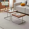 Mesa de Centro de Segunda Mano para Sala de Estar, Adecuada para Apartamentos Pequeños, Juego de Mesa de Té, Estilo Moderno de Lujo Ligero, Tejido de Ratán de Moda, Acero Inoxidable Minimalista, Estilo Ins