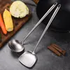 Utensilios de cocina de acero inoxidable, espátula, colador, cuchara sopera grande, espátula de mango largo engrosada no magnética, utensilios de cocina