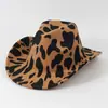 Chapéu Fedora Cowboy Unissex Mais Vendido no Exterior com Listras de Tigre Selvagem e Estampa de Leopardo, Chapéu Doce e Descolado para Passeios e Festas