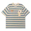 Marca de Moda Transfronteriza 2026 Nuevo Estilo Universitario Retro Americano Camiseta Deportiva de Rayas Manga Corta para Hombre Tops de Calle para Pareja
