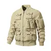 Tops Masculinos Primavera e Outono 2024 Roupa de Trabalho Jaqueta Fina com Múltiplos Bolsos Tops de Roupa de Trabalho Top Masculino Cross-Border Múltiplo