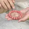 Pulseira Bodhi com Padrão de Flores Rosa Pêssego para Homens e Mulheres, Contas de Sementes Bodhi Macias de Círculo Duplo para Segurar na Mão, Contas de Oração Budistas, Pulseira Colecionável Venda por Atacado