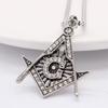 Personalidad Europea y Americana Retro Colgante Masónico de Diamante Collar de Acero Titanio para Hombre Joyería para Ropa Accesorios Colgantes Cadena de Lana