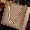 2023 nueva cadena cubana de acero inoxidable estilo europeo y americano collar para hombre collar de acero de titanio pulido con molienda de semicírculo joyería