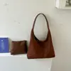 Bolsa de Ombro Única de Grande Capacidade para Outono e Inverno, Feminina, Nova 2026, Bolsa Tote Retro de Axila, Toque de Alto Padrão