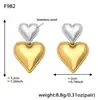 Aretes Colgantes de Corazón Mili de Acero Inoxidable Pulido Chapados en Oro Real de 18K Pendientes Metálicos de Textura de Moda Que No Se Desvanecen