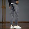 Jeans Finos Masculinos Preto e Cinza Verão 2025 Calças Elásticas Slim Fit Masculinas Calças Retas Pequenas Confortáveis Tendência
