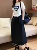 Pantalones Falda Elásticos de Cintura Alta Pierna Ancha Talla Grande Europeos y Americanos 2025 Estilo Caliente para Gorditas Sueltos Casuales de Línea A Pantalones de Trabajo