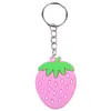 Chaveiro Pingente Fruta Morango de PVC Decoração de Mochila Festa Festival Acessório de Morango Rosa Vermelho Chaveiro