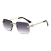 Gafas de sol sin montura de corte diamante para mujer, gafas de sol de moda de alta gama estilo callejero, nuevas gafas de sol cuadradas transfronterizas para mujer