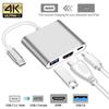 Estação de Docking Três em Um Type-C para HDMI + USB 3.0 + Fonte de Alimentação PD Conversor para Laptop Estação de Docking 4K