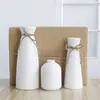 Juego de Jarrones de Cerámica, Decoración del Hogar, Arreglo Floral para Sala de Estar, Juego de Tres Piezas de Recipiente Floral Moderno, Decoración de Jarrón Blanco