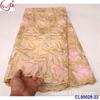 Tecido de renda oca de organza dupla com bordado de lantejoulas de fio duro estilo africano Tecido de renda africana