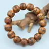 Pulsera de cuentas estilo antiguo con Talismán de los Cinco Truenos de madera de azufaifo imitación, con cruz tallada y escritura celestial, Pulsera de madera natural, Cuentas de oración de madera de durazno de las montañas profundas al por mayor