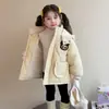 Jaqueta de Algodão de Inverno para Meninas 2025 Novo Casaco de Algodão Acolchoado Infantil com Forro de Fleece, Roupa Externa Espessa de Desenho Animado, Casaco de Algodão Quente de Inverno para Bebê