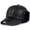 Chapéu de meia-idade e idoso masculino de inverno quente chapéu de couro de pai idoso com forro de lã espessado proteção para as orelhas boné com aba