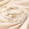Moda Nuevo Pulsera de Cristal Multicapa Bohemio con Abalorios Estrella de Mar Concha Cadena de Vacaciones Estilo Colgante