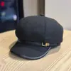 Nueva Hebilla de Cinturón de Cuero Gamuzado, Boina Octogonal para Mujer, Versátil para Otoño e Invierno, Adelgazante, Elegante Gorra de Boina Estilo Británico