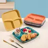Amazon Plato Cuadrado de Paja de Trigo Compartimentado para Cena Plato para Desayuno de Verduras Plato para Almuerzo Cuantitativo Reducción de Grasa Plástico para Snacks