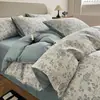 Capa de edredom jacquard 100% algodão estilo vintage de luxo leve, capa de edredom pura de algodão de peça única, lençol, lençol com elástico, conjunto de cama de três ou quatro peças