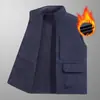 Chaleco de Doble Cara Otoño e Invierno Bolsillo Casual para Hombre Cuello Alto Cálido Sin Mangas con Forro de Felpa y Chaleco de Trabajo Engrosado