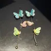 Pendientes de Borla Mariposa Gota de Aceite de Circonita de Aguja Plateada, Pendientes Versátiles y Frescos, Pendientes de Nicho de Moda y de Alta Gama
