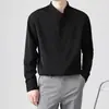 Nueva camisa para hombre estilo chino para otoño, ropa para hombre de estilo ligeramente maduro, versión coreana, camisa de manga larga sin arrugas de seda helada para negocios, moderna