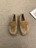 Sapatos Slip-on Mao Mao Sapatos Femininos para Outono/Inverno 2024 Sapatos Birkenoff Preguiçosos Forrados com Lã Quente Foscos Vintage para Mulheres Mori